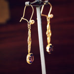 Vintage 9ct Gold Amethyst Drop Earrings