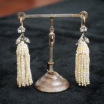 Georgian Natural Seed Pearl & Diamond Pendant Earrings