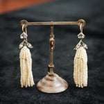 Georgian Natural Seed Pearl & Diamond Pendant Earrings