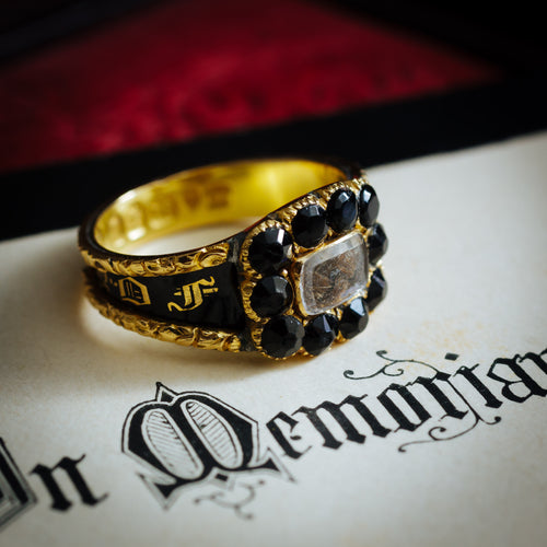 Well Beloved Georgian Date 1827 Enamelled Mourning Ring