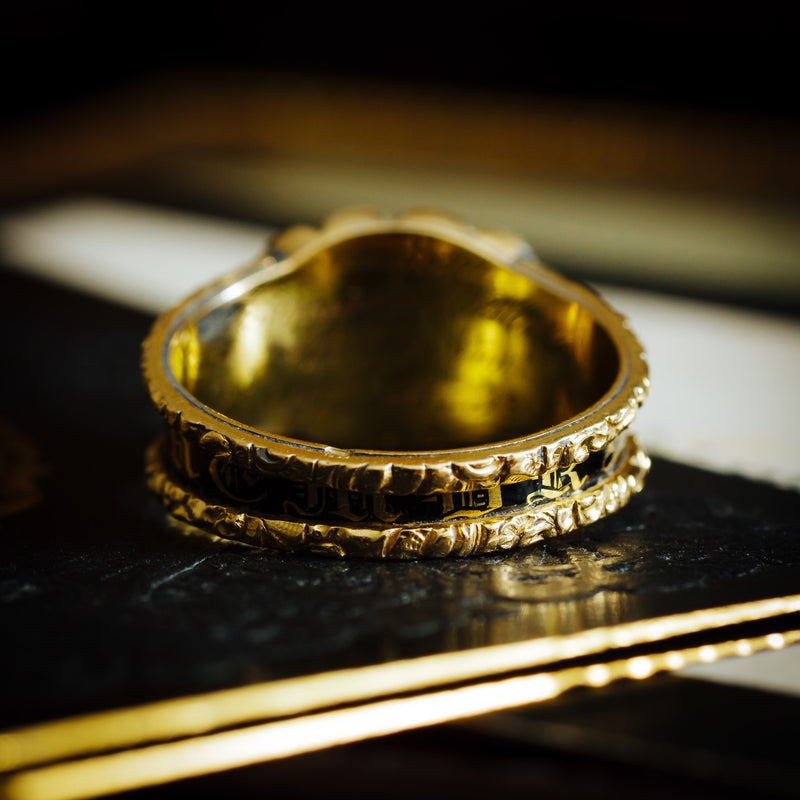 Well Beloved Georgian Date 1827 Enamelled Mourning Ring