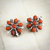 Vintage Mid Century Mexican Coral Silver Earrings