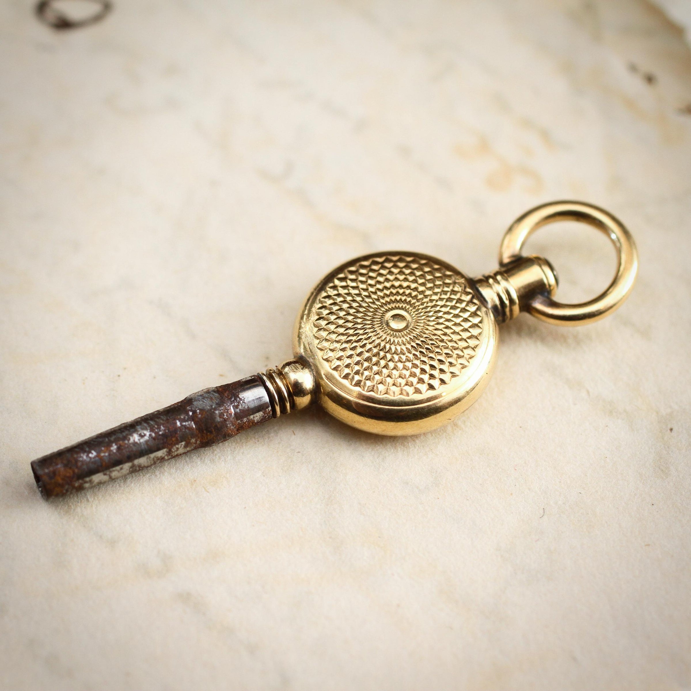 Antique Victorian Guilloche Engraved Watch Key Charm – Fetheray