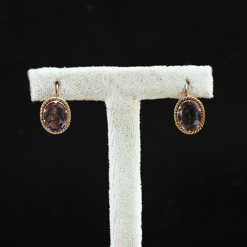 Antique Victorian Foiled Amethyst Earrings