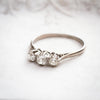 Antique Hand Cut Diamond Trilogy Engagement Ring