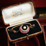 Late Victorian Ruby & Diamond Crescent Honeymoon Brooch