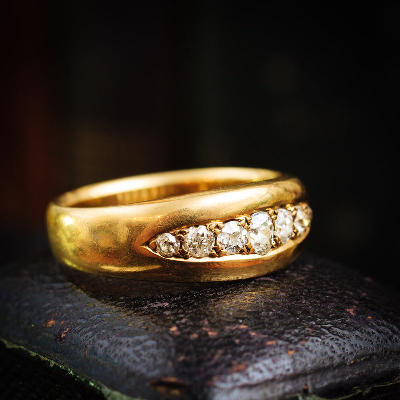 Handsomely Antique Victorian Gent's Diamond Band Ring