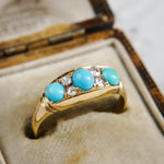 Vibrant Antique Turquoise & Diamond Ring