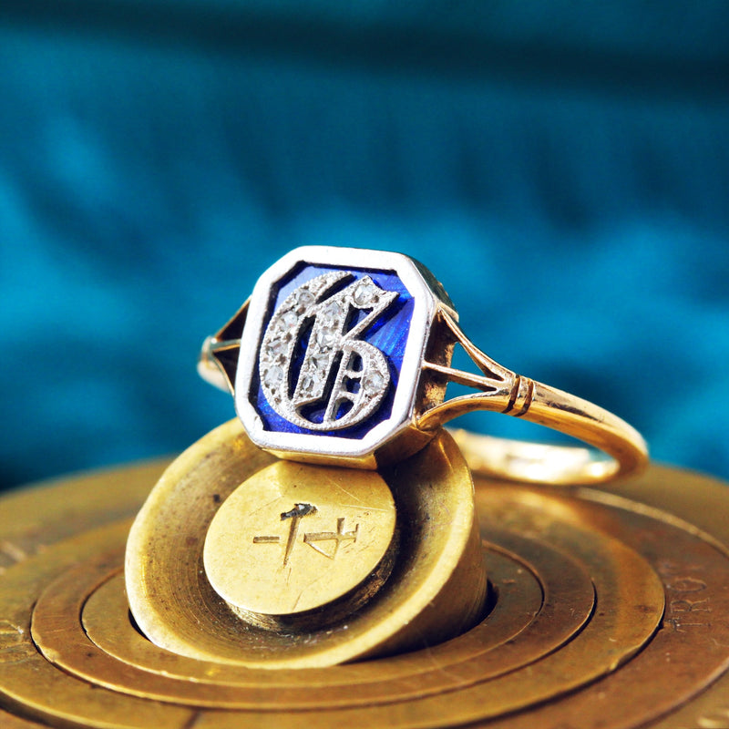 Vintage 18ct Gold & Diamond Initial 'G' Ring