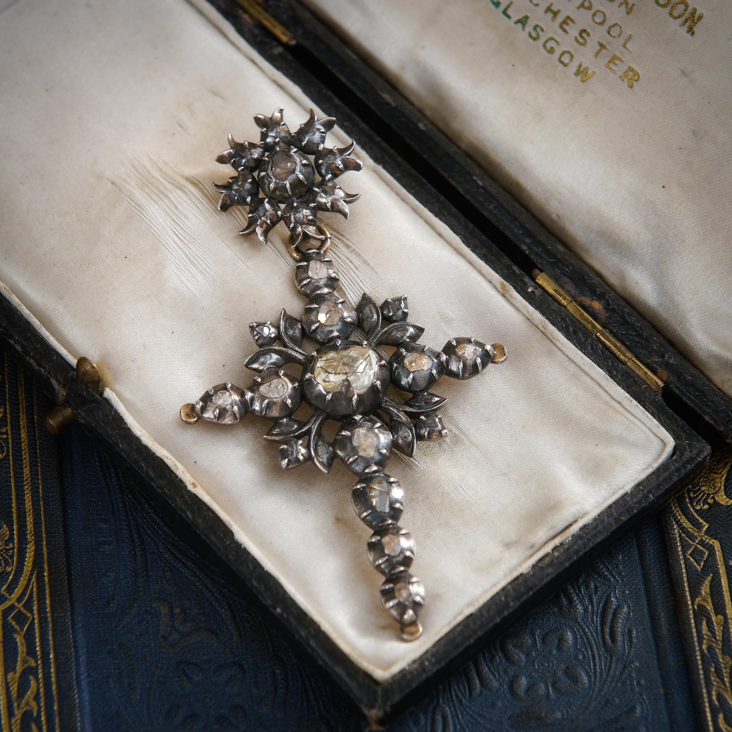 Antique 19th Century Belgian Diamond Flemish Cross Fetheray