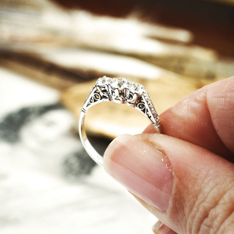 Pristine Vintage Diamond Trilogy Engagement Ring