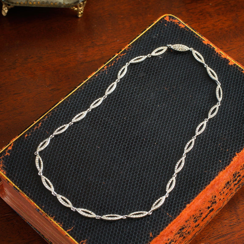 Fine French Silver Paste Riviere Necklace