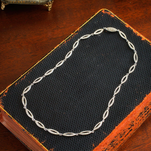 Fine French Silver Paste Riviere Necklace
