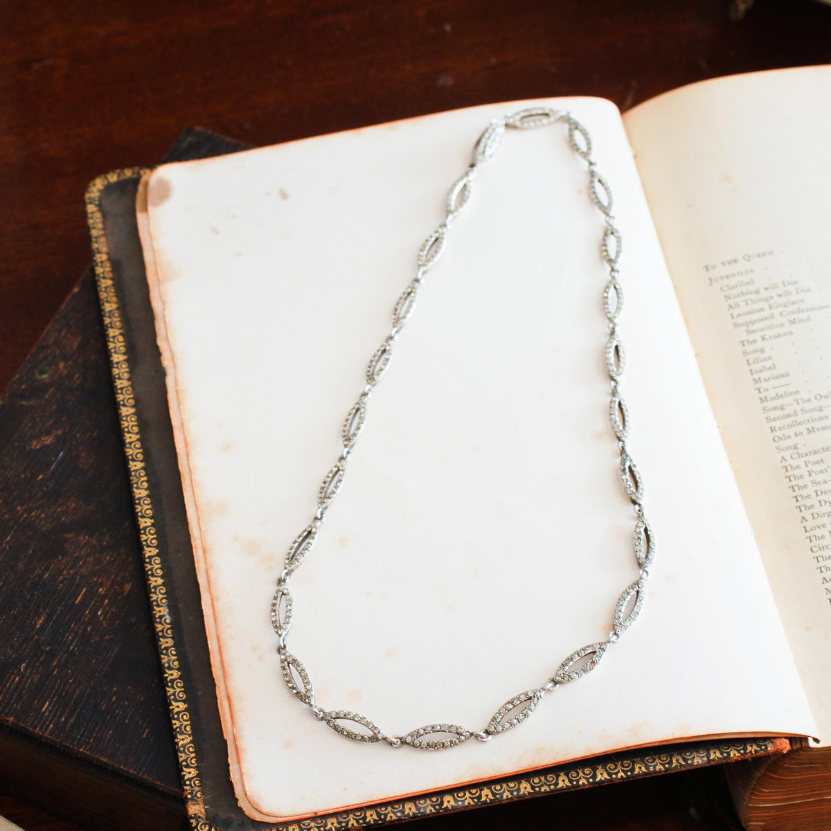 Fine French Silver Paste Riviere Necklace