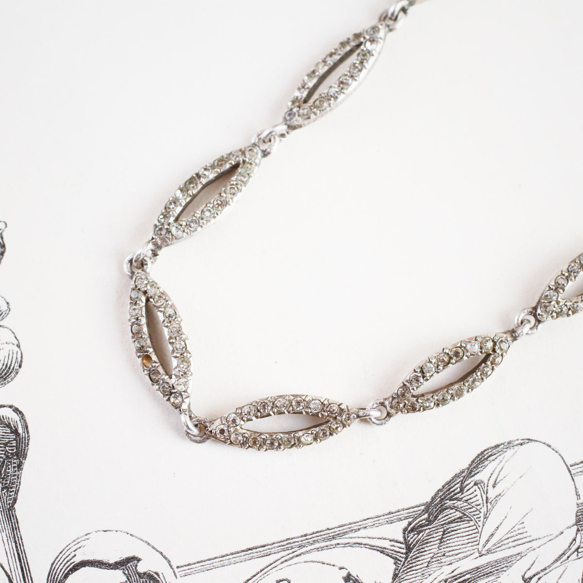 Fine French Silver Paste Riviere Necklace