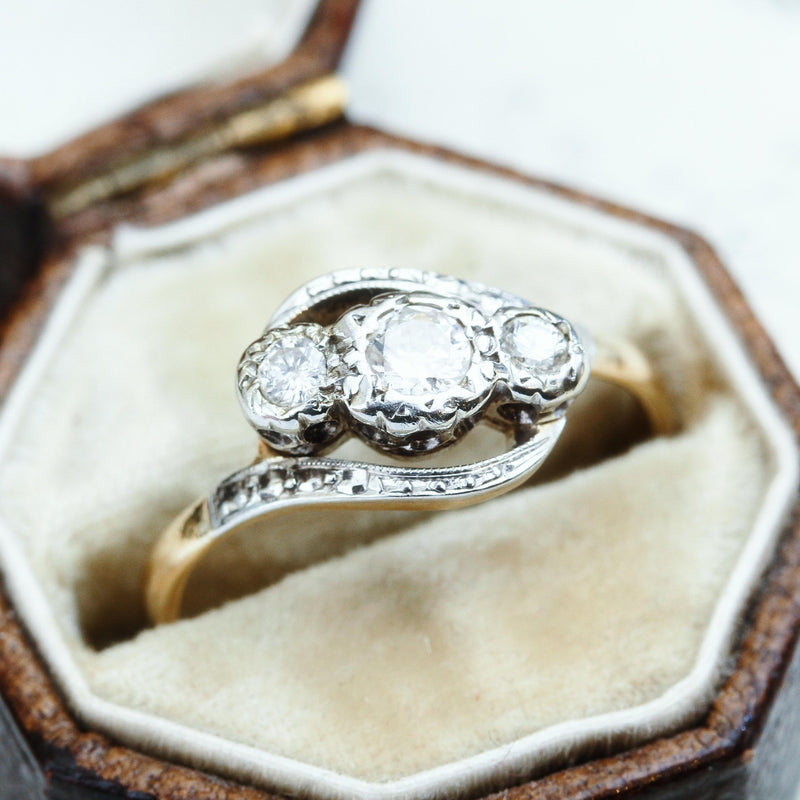 Very Pretty Vintage Diamond Trilogy Crossover Ring