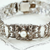 Vintage Glam Silver Marcasite & Pearl Bracelet