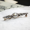 Blessed Antique Diamond and Natural Pearl Bar Brooch