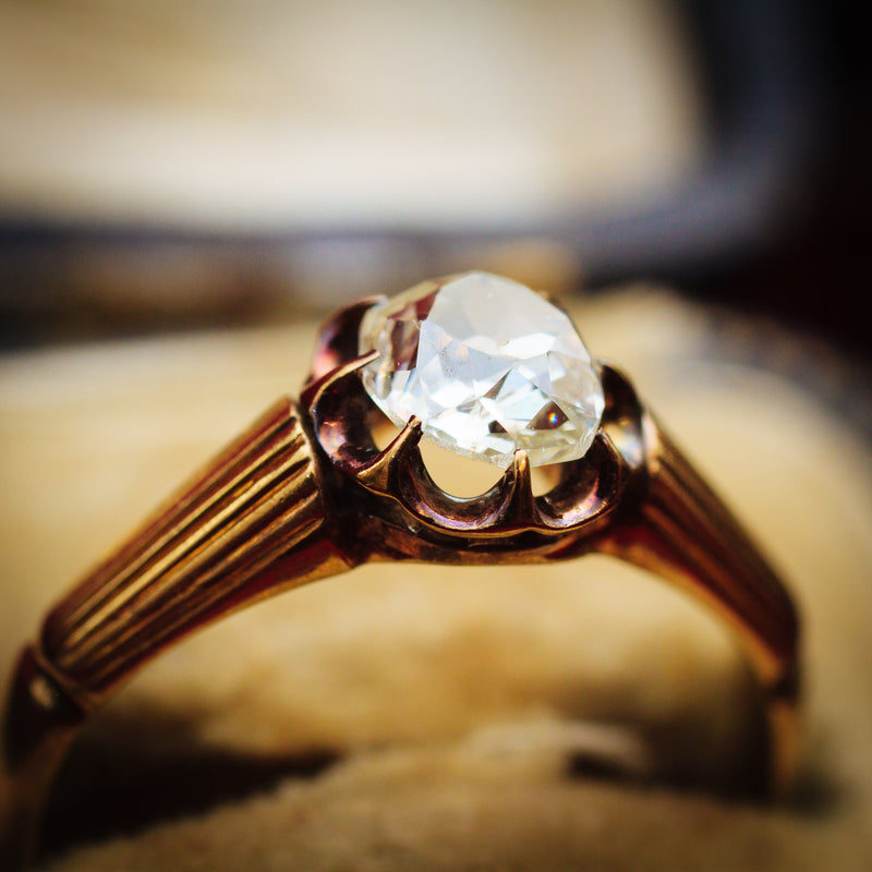 Antique Cushion-cut Diamond Solitaire Engagement Ring
