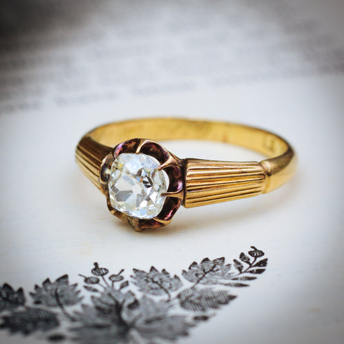 Antique Cushion-cut Diamond Solitaire Engagement Ring