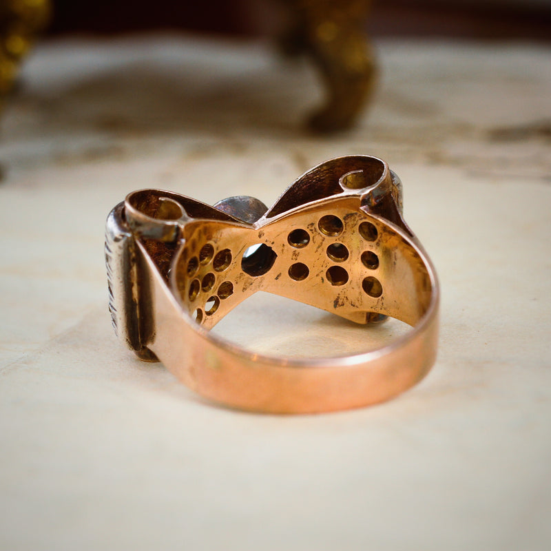 Extravagantly Glamorous Bling!! Vintage 1940's Diamond Cocktail Ring
