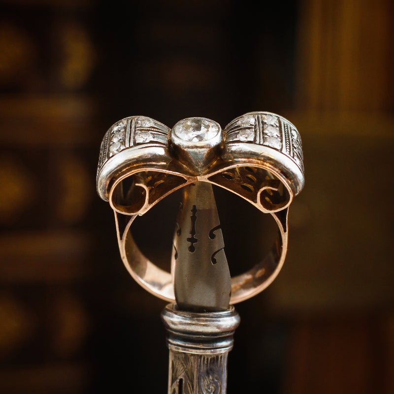 Extravagantly Glamorous Bling!! Vintage 1940's Diamond Cocktail Ring