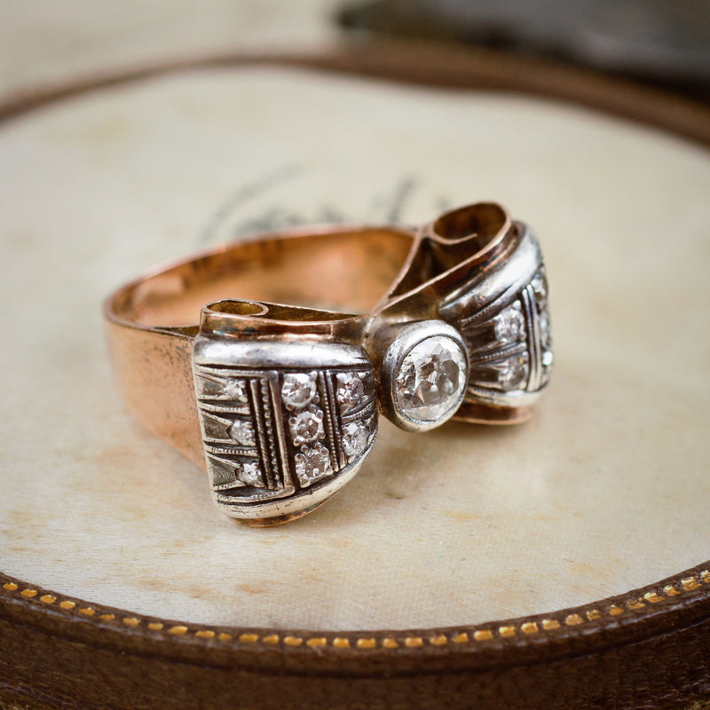 Extravagantly Glamorous Bling!! Vintage 1940's Diamond Cocktail Ring