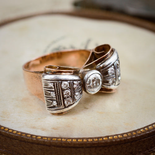 Extravagantly Glamorous Bling!! Vintage 1940's Diamond Cocktail Ring