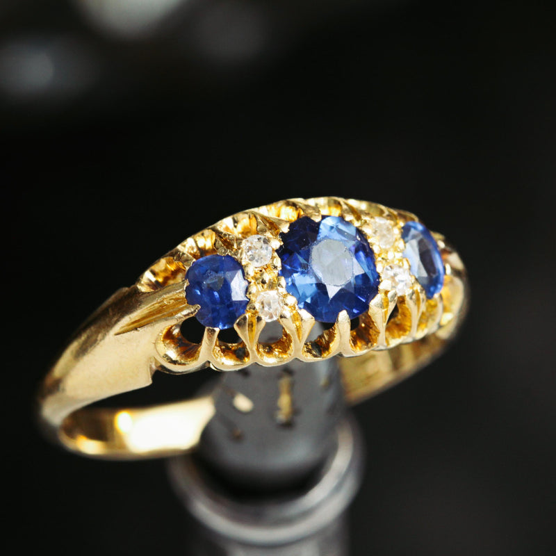 Date 1908 Antique Sapphire & Diamond Ring