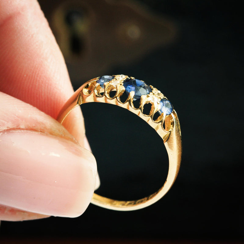 Date 1908 Antique Sapphire & Diamond Ring