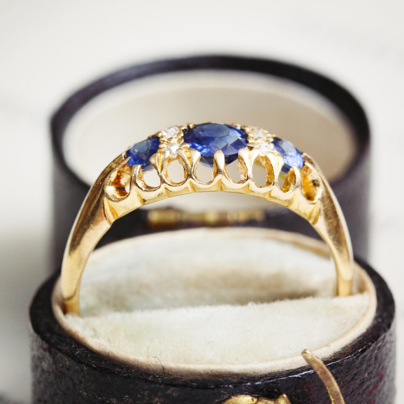 Date 1908 Antique Sapphire & Diamond Ring