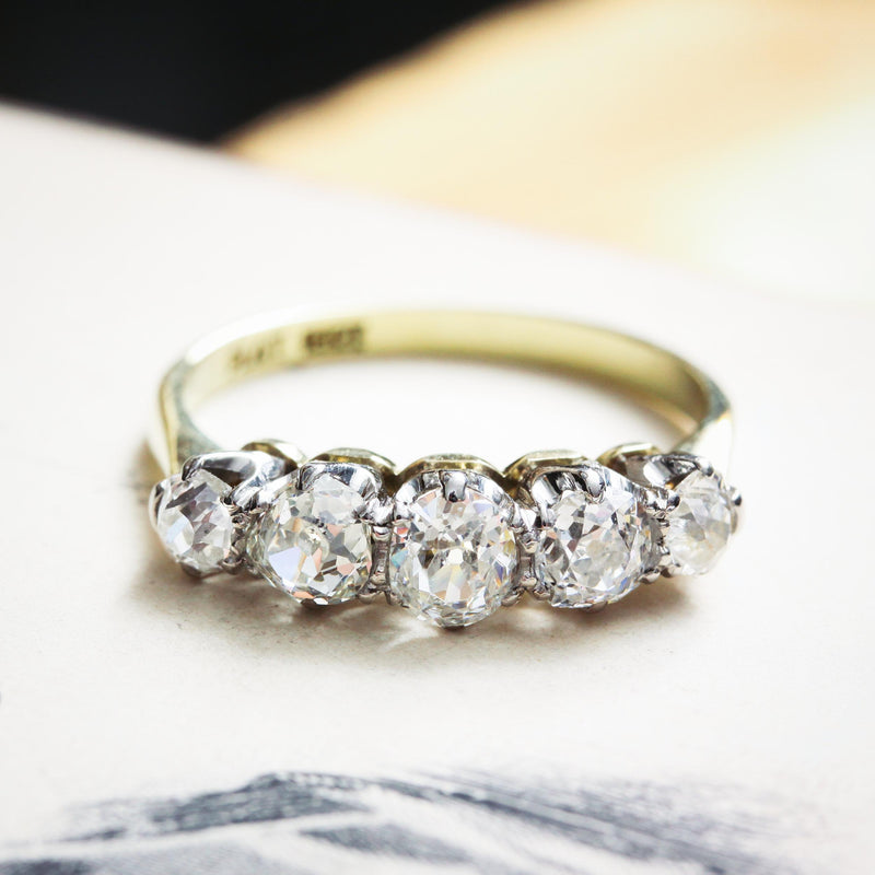 Effervescent Vintage 1.80ct Hand Cut Diamond Ring