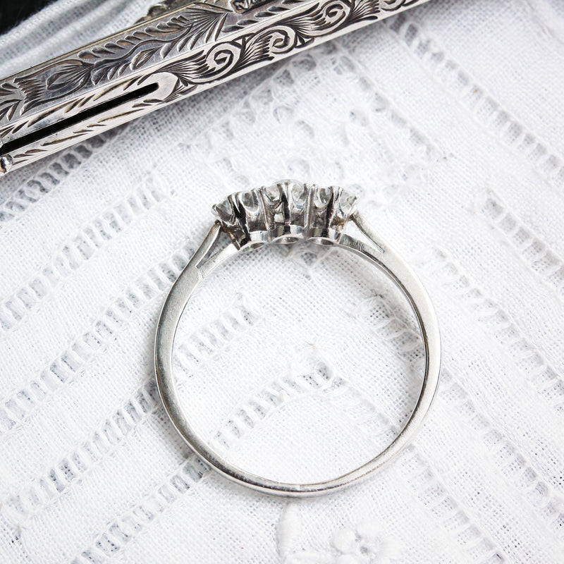 Vintage Platinum Diamond Trilogy Engagement Ring