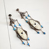 Vintage Oriental Style Bone Marcasite and Enamel Earrings