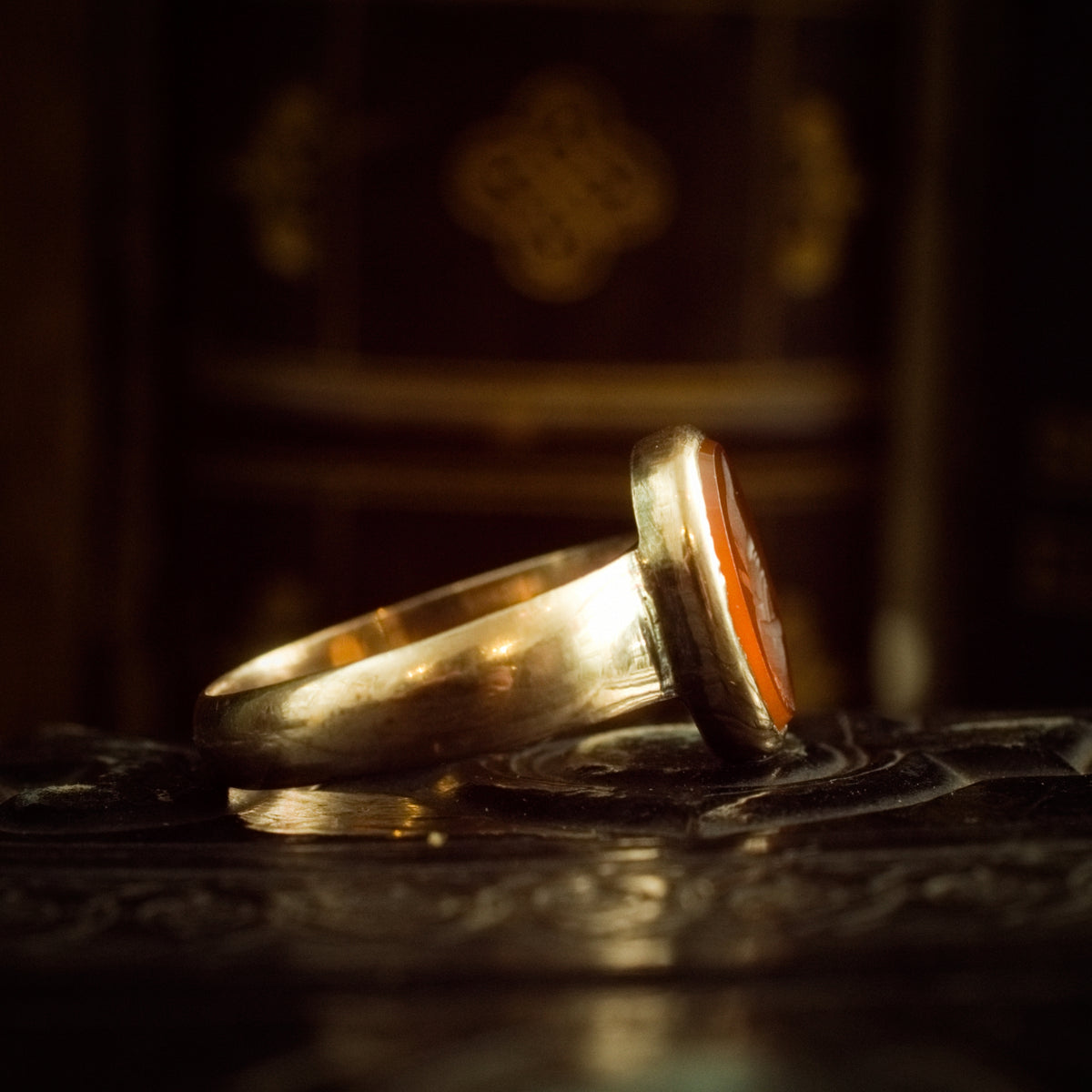 Heroic Antique Carnelian Intaglio Ring