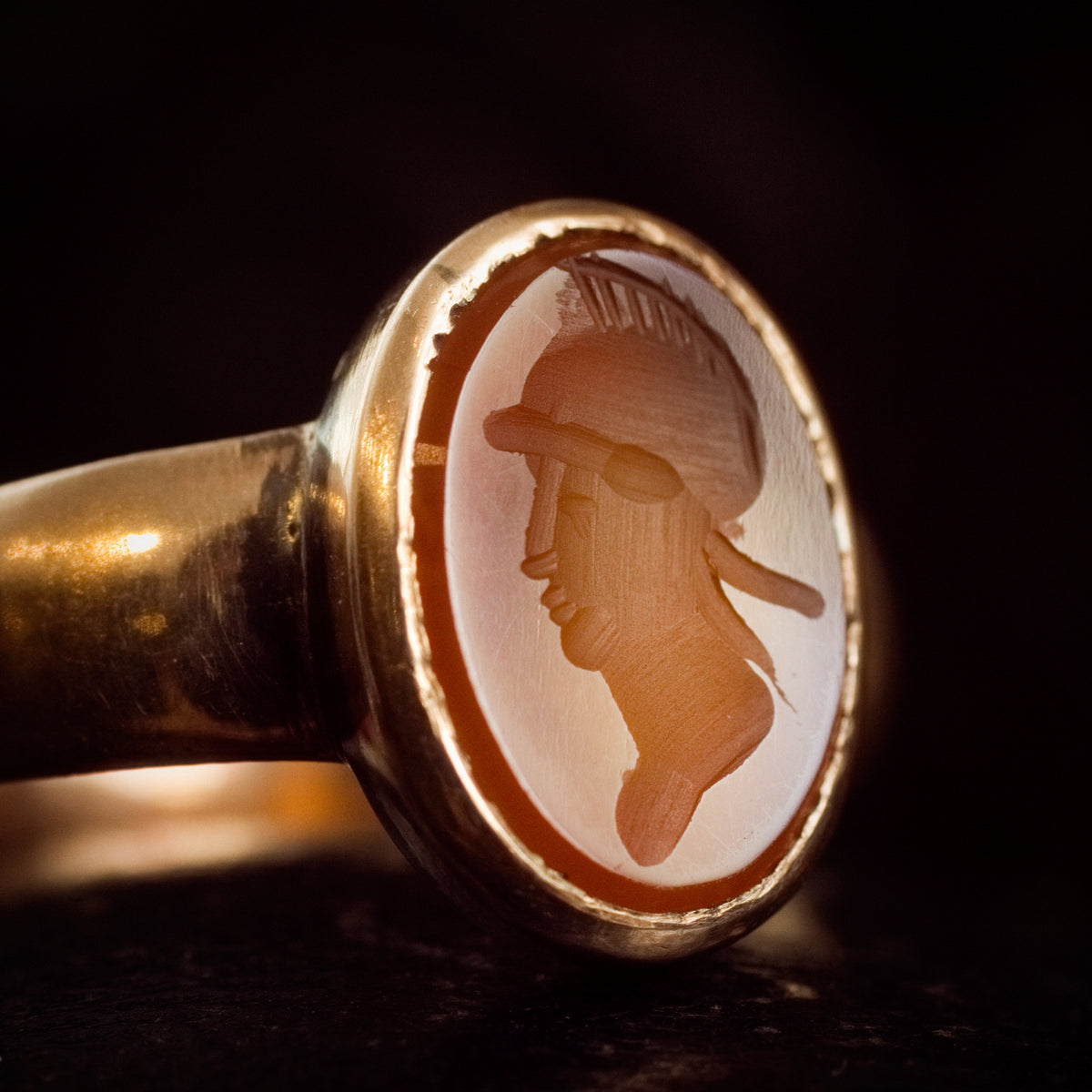 Heroic Antique Carnelian Intaglio Ring