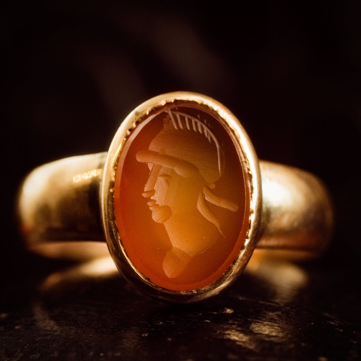 Heroic Antique Carnelian Intaglio Ring