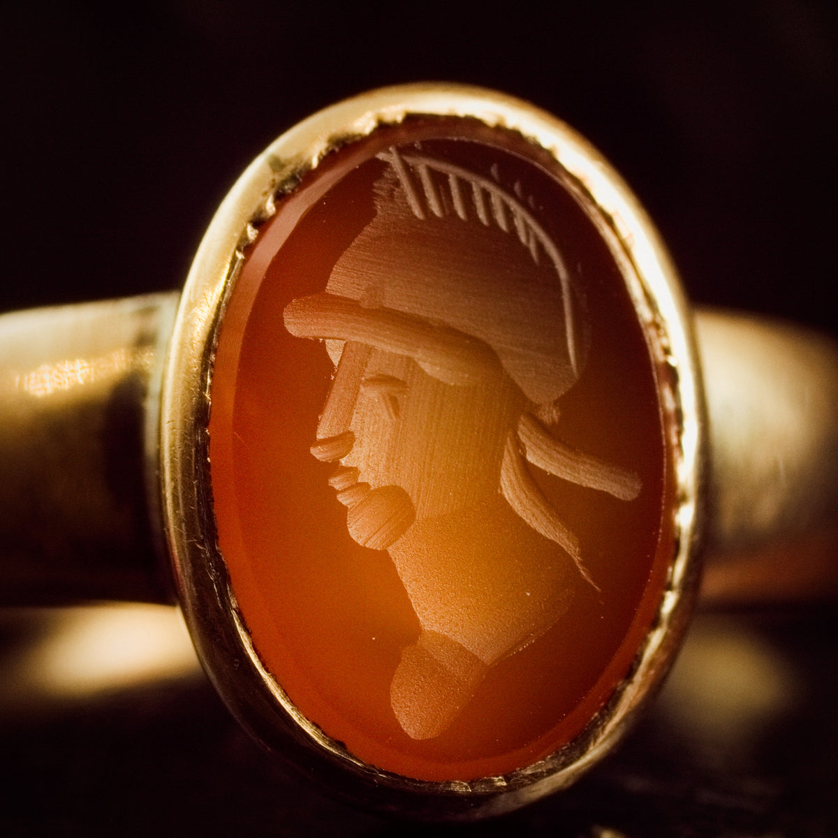 Heroic Antique Carnelian Intaglio Ring