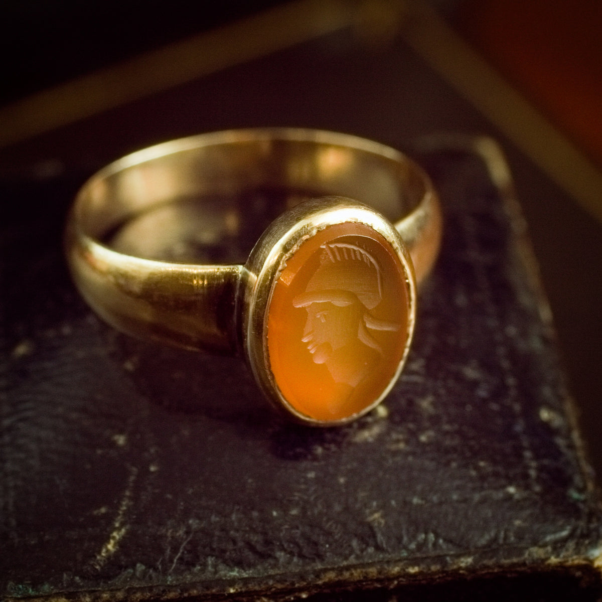 Heroic Antique Carnelian Intaglio Ring