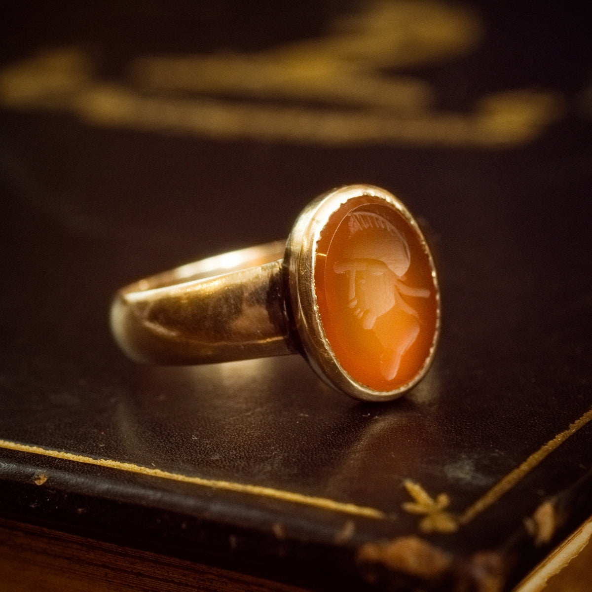 Heroic Antique Carnelian Intaglio Ring