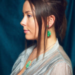 Hand Carved Vintage Jadeite Drop Earrings