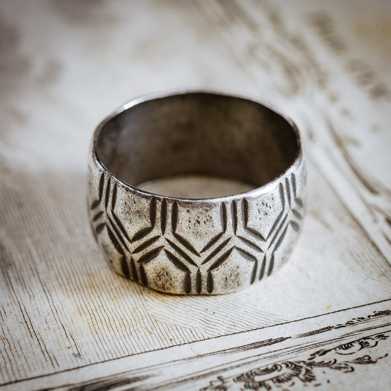 A Studio Made Vintage Modernist Silver Band Ring