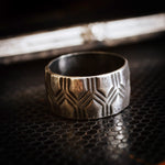 A Studio Made Vintage Modernist Silver Band Ring