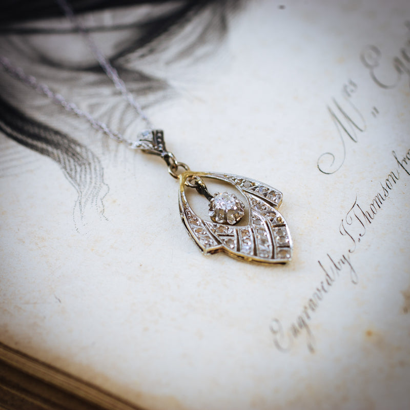 Quintessentially Art Deco Diamond Drop Pendant