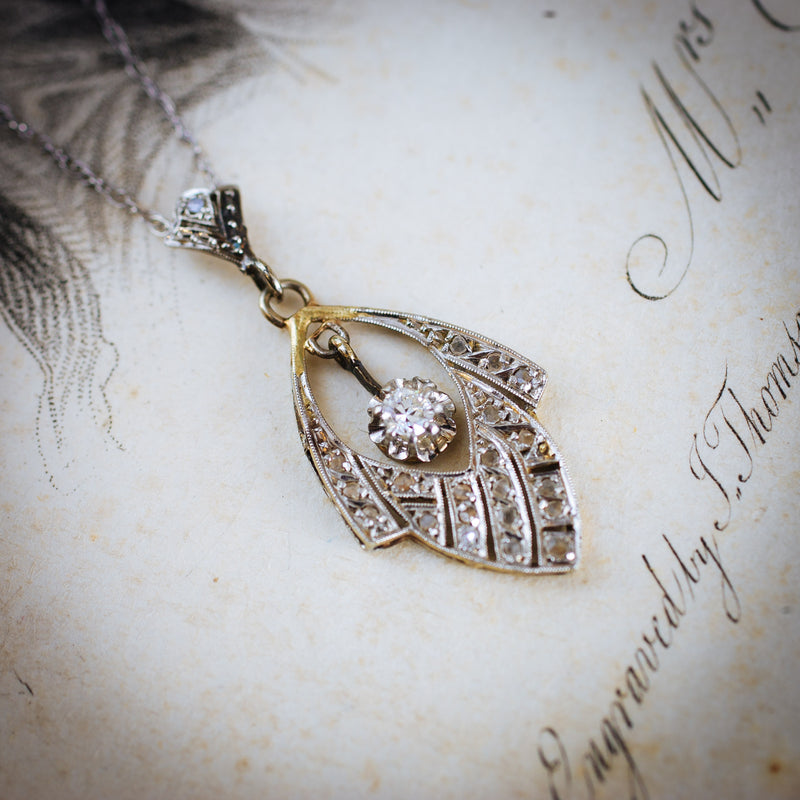 Quintessentially Art Deco Diamond Drop Pendant