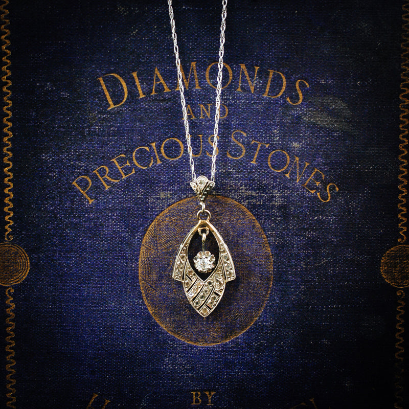 Quintessentially Art Deco Diamond Drop Pendant