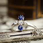 Uniquely Created Beautiful Antique Sapphire and Diamond Dress Ring