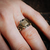 Picturesque Antique Floral Black Enamelled Mourning Ring