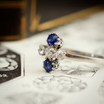 Uniquely Created Beautiful Antique Sapphire and Diamond Dress Ring