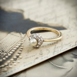 A Sweeet Little Hand Cut Diamond & Natural Pearl Cluster Ring